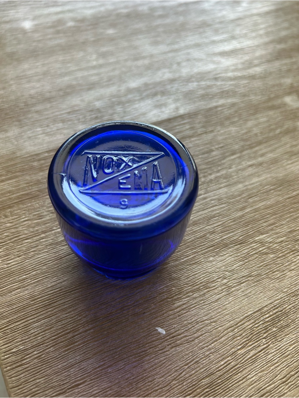 Antique Cobalt Blue Glass Noxzema Apothecary Jar - Great for ring earrings small